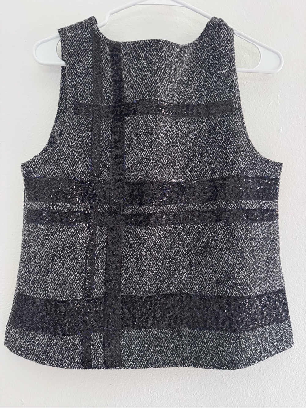 Banana Republic Black & Gray Tweed Plaid Sleeveless Tank Top